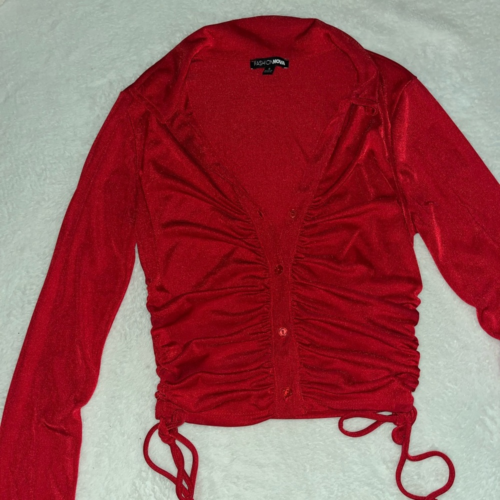 FASHION NOVA RED DRESS SHIRT